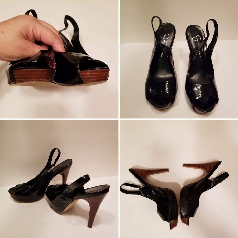 Jessica Simpson black patent leather Heel 8B/38